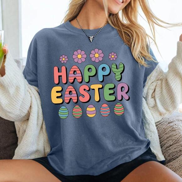 Other - Easter Vibes Shirt,  Bunny And Floral Egg  Tshirt, Soft Spring